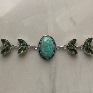 1881 Elegant Silver and Green Gemstone Bracelet